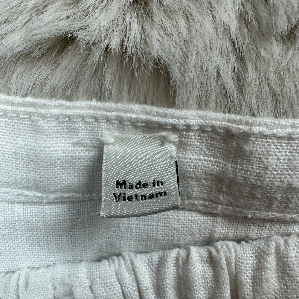 Vince Women's White Hemp Trousers Size M High Waisted Pleated Pants Old Money - Picture 4 of 16